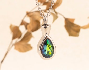 Crystal Urn Necklace For Ashes Keepsake Pendant Small Urn For Human Ashes Cremation Jewelry Sympathy Gift For Loss of a Loved One