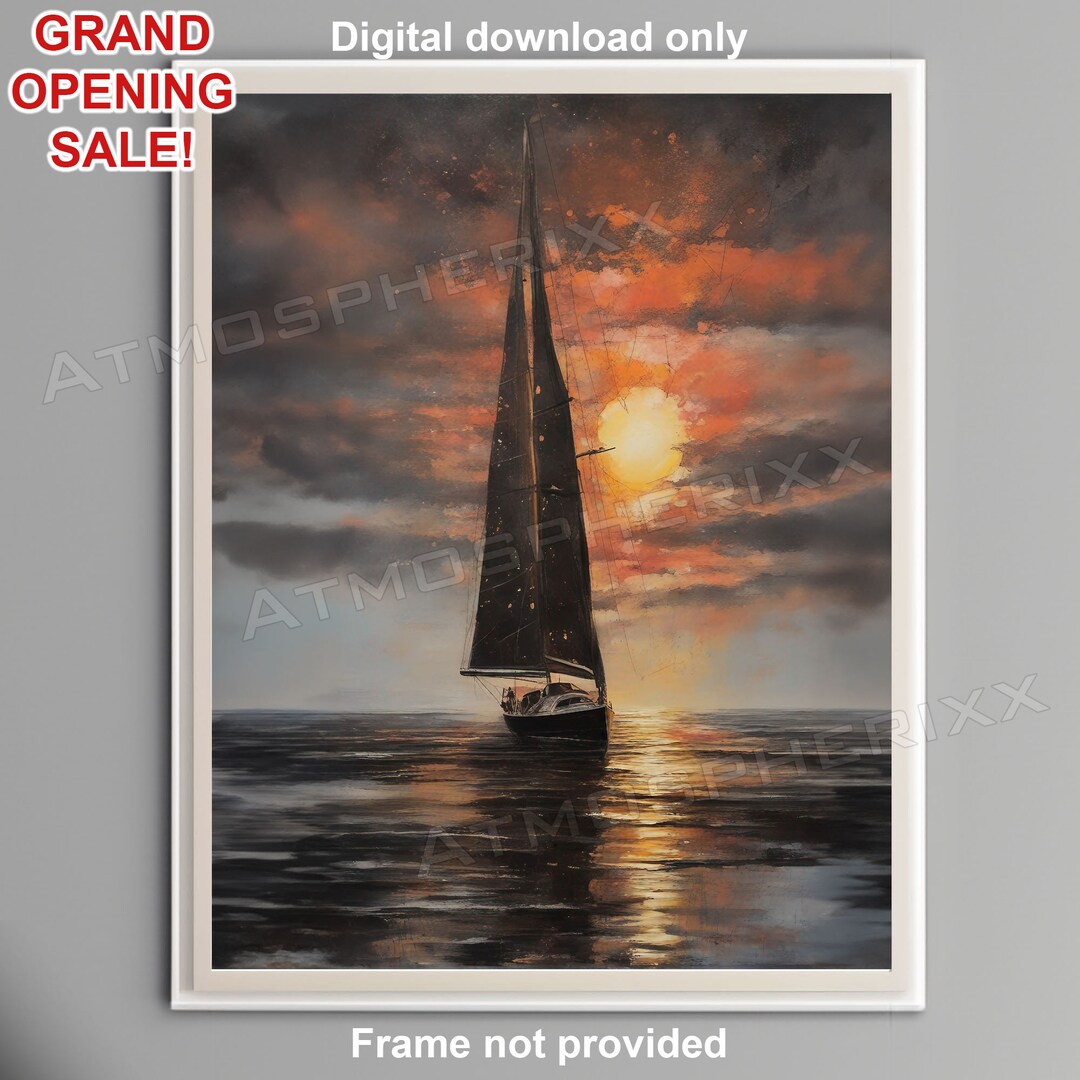 Printable Downloadable Sailboat Painting Wall Art New Home - Etsy