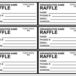 Bearbeitbare Raffle Ticket Vorlage | Druckbare Digitale Datei | Anpassbares PDF für Events, Fundraiser und Giveaways