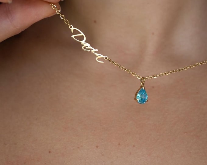 Featured listing image: Mom Necklace with Birthstone, Personalized Mom Jewelry, Custom Name Necklace, Gift for Mom, Dainty Gold Necklace, Adjustable Necklace