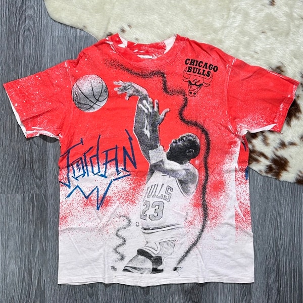 MICHAEL JORDAN MAGiC JOHNSON T's 90's Vintage AoP Tee | Chicago Bulls | Dennis Rodman | Scottie Pippen | All Over Print Super Rare