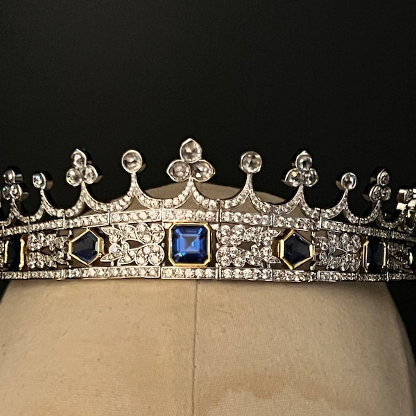 Victorian Sapphire Gold and Rhodium Coronet Tiara