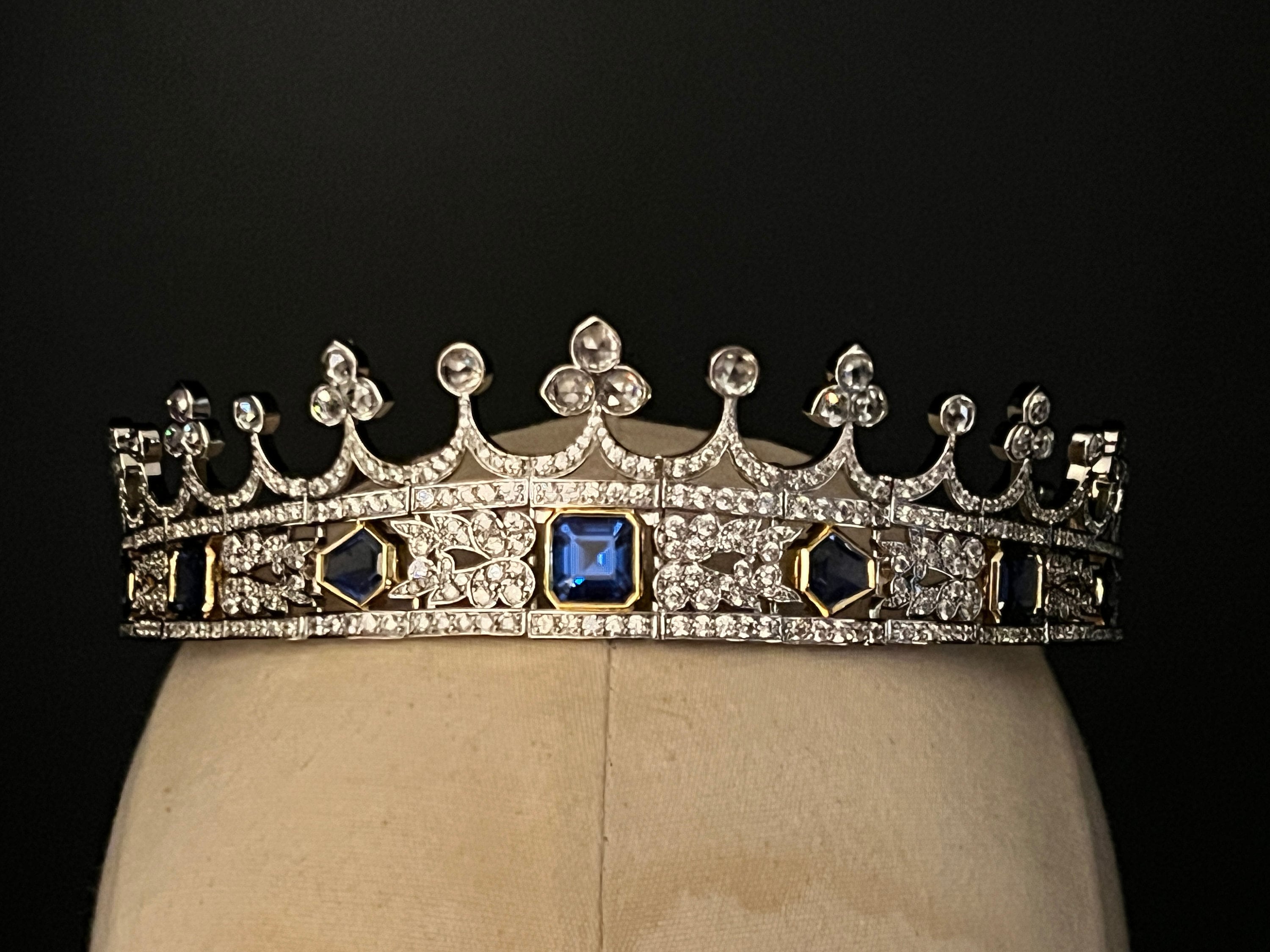 Victorian Sapphire Gold and Rhodium Coronet Tiara - Etsy