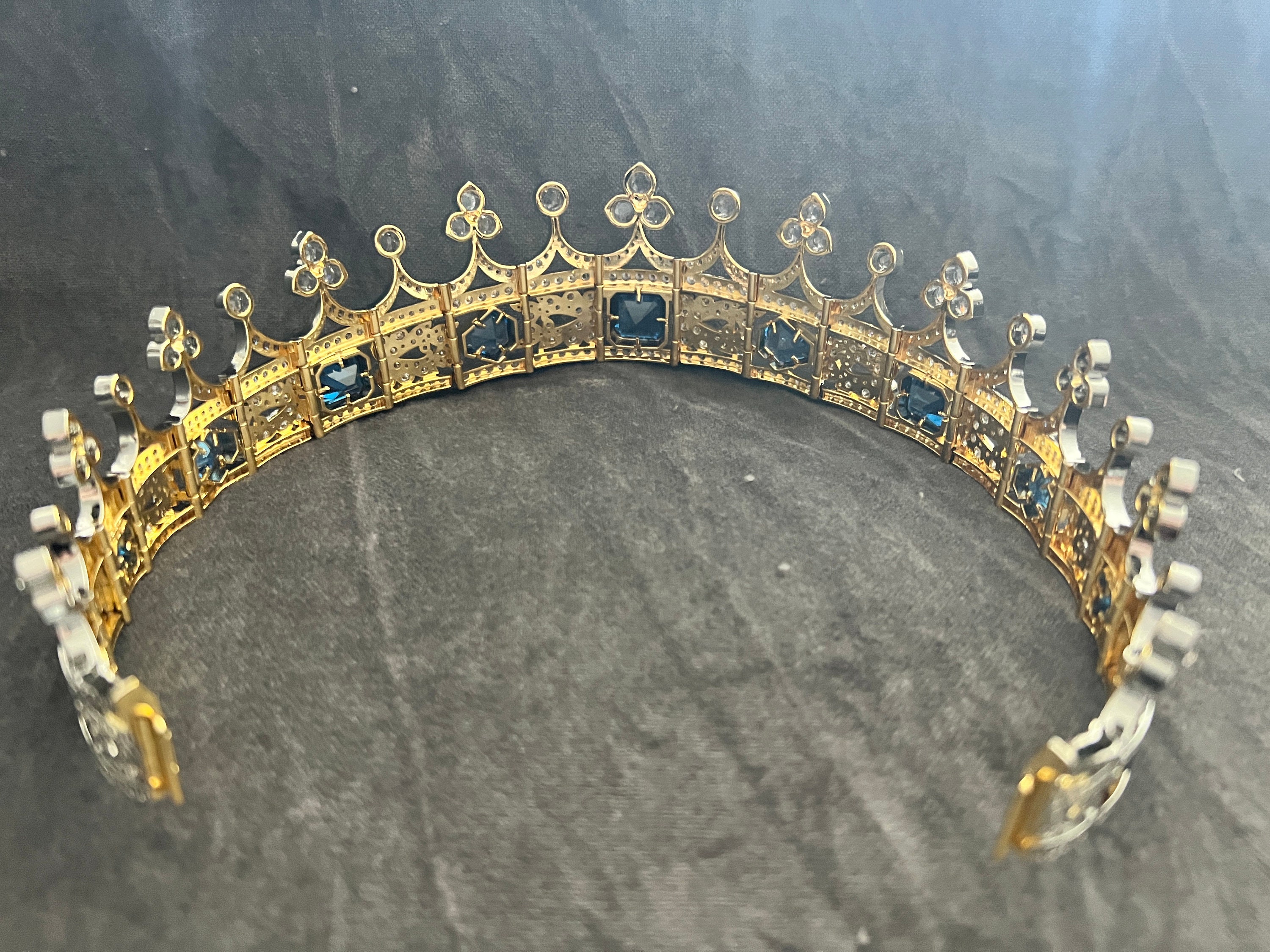 Victorian Sapphire Gold and Rhodium Coronet Tiara - Etsy