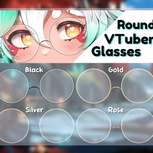 Round Glasses Accessory (4 Colors)【 VTuber Asset 】 Vtubing | Live2D | VTube Studio | Item | Cute | Twitch | Youtube | Stream | Streamer