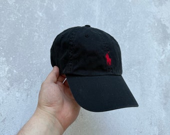 Vintage Polo Ralph Lauren Black Cap Logo Hats