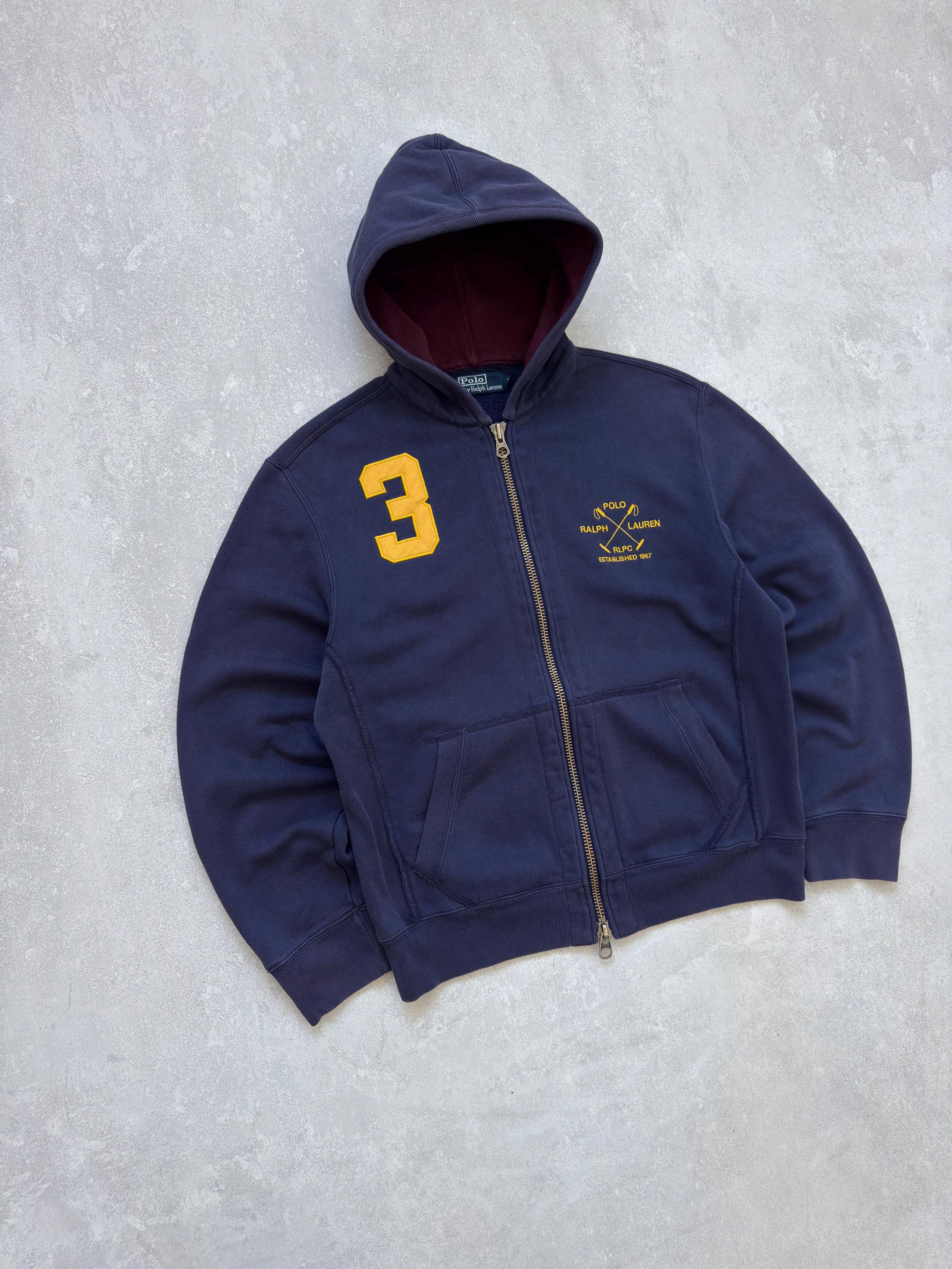 Vintage Polo Ralph Lauren 1967 RLPC Navy Blue Big Logo Zip Hoodie