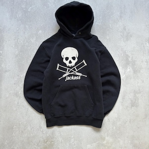 Vintage Jackas Mtv Hoodie OG 2002 Amazing With Skull Faded Black