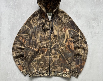 Vintage Real Tree Camo Woodland Zip Hoodie Boxy Fit Y2K