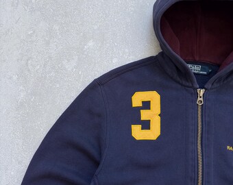Vintage Polo Ralph Lauren 1967 RLPC Navy Blue Big Logo Zip Hoodie