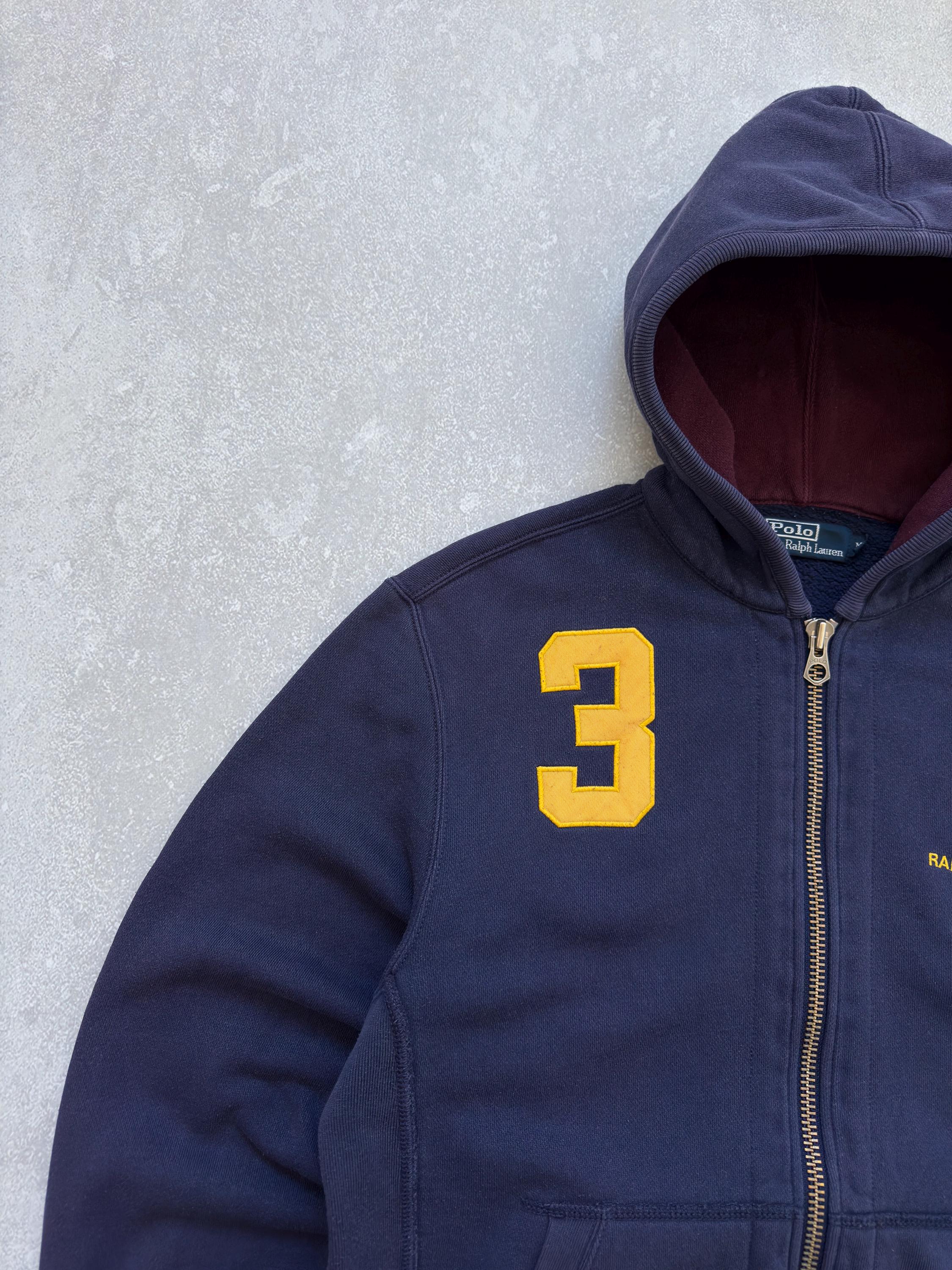 Vintage Polo Ralph Lauren 1967 RLPC Navy Blue Big Logo Zip Hoodie