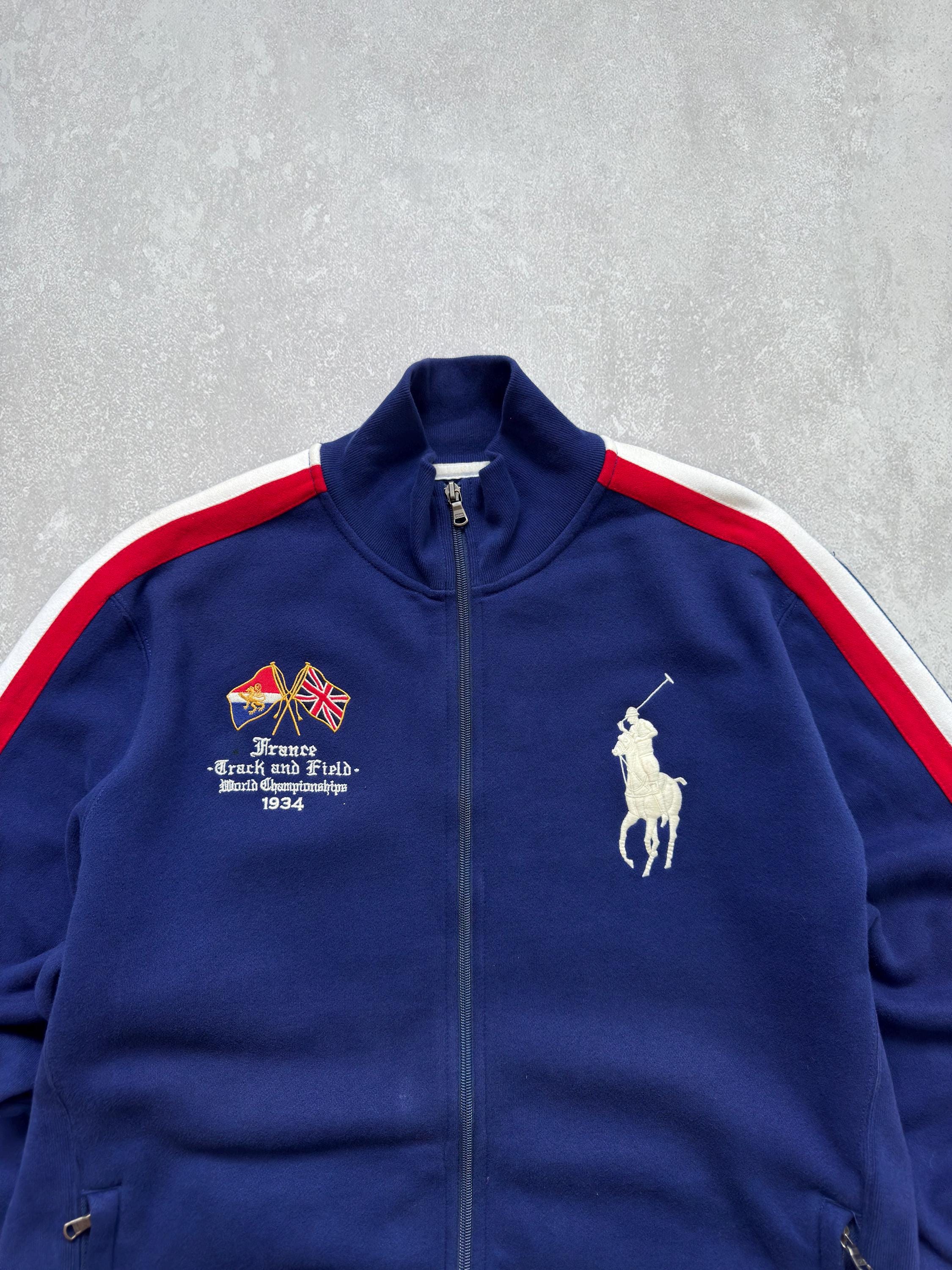 Vintage Polo Ralph Lauren Big Pony Zip Jacket France 1934 Logo