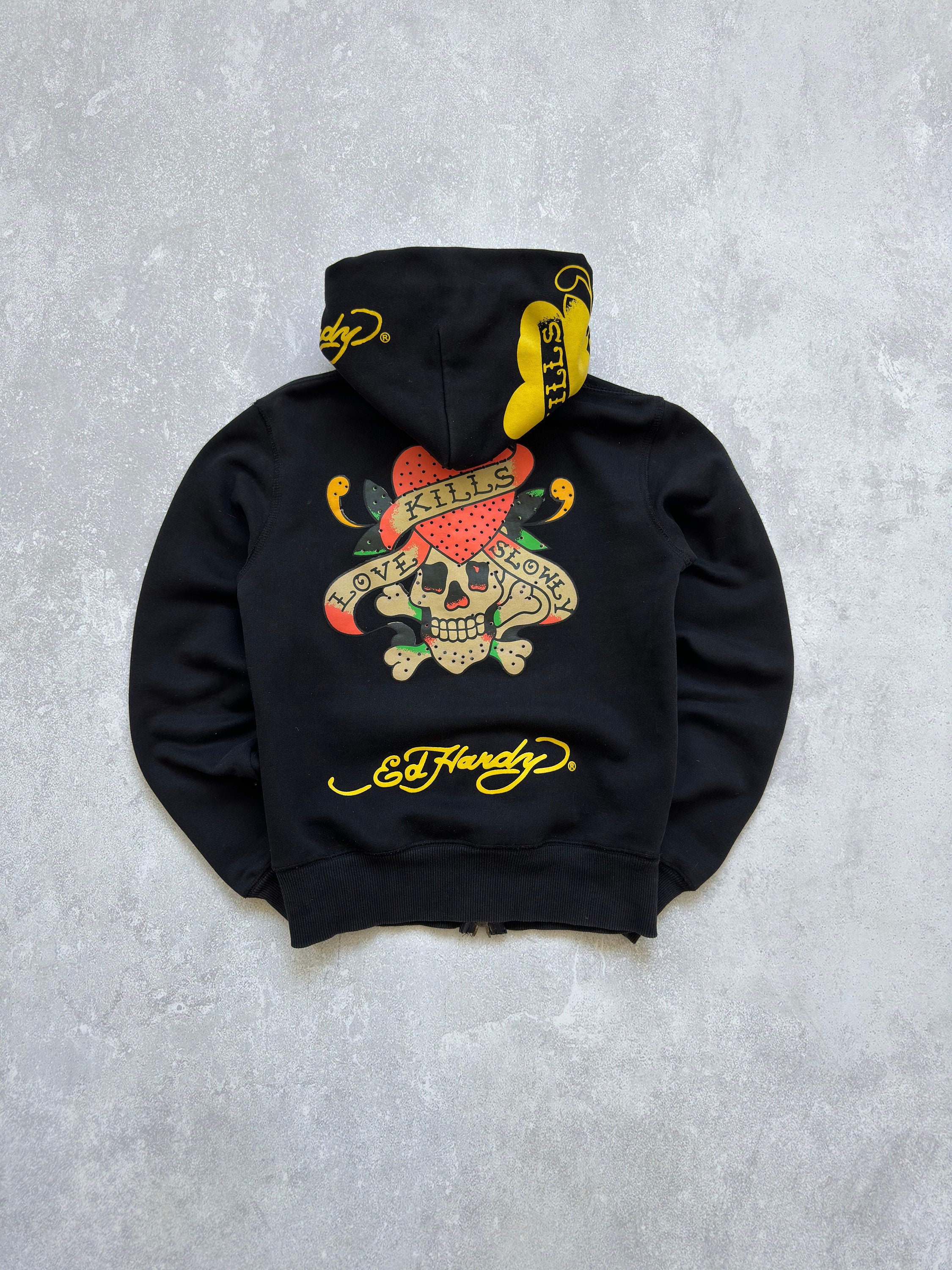 Vintage Ed Hardy Kills Love Slowly Skull Zip Hoodie Y2K XS