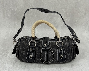 Vintage Guess Bianca Monogram Cocodile Effect Hand Bag 00s Y2K