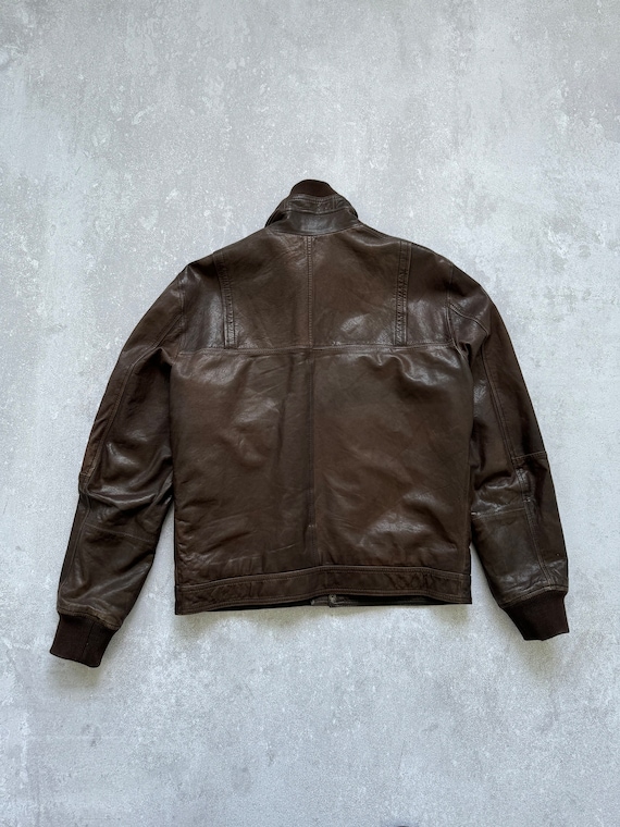 Vintage Dolce & Gabbana Leather Brown Bomber Jacket Size 54 - Etsy