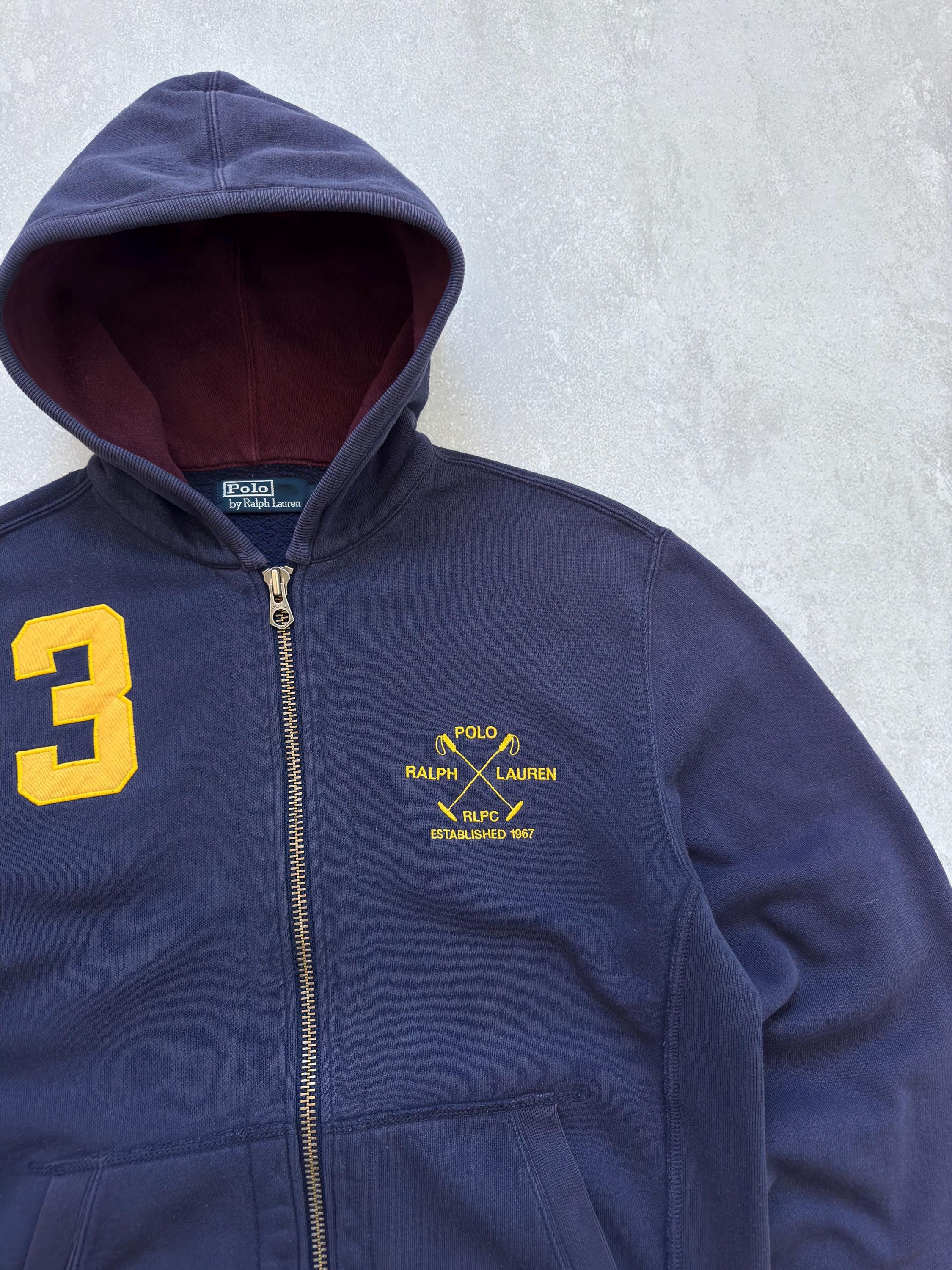 Vintage Polo Ralph Lauren 1967 RLPC Navy Blue Big Logo Zip Hoodie