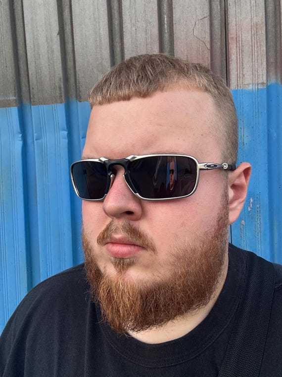 Vintage Oakley Badman X Metal Polarized Silver Black Lens Sun