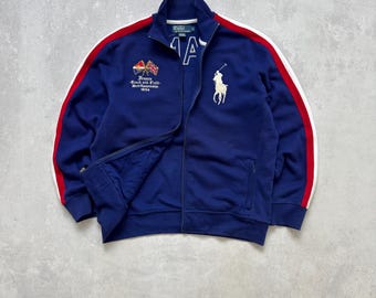 Vintage Polo Ralph Lauren Big Pony Zip Jacket France 1934 Logo