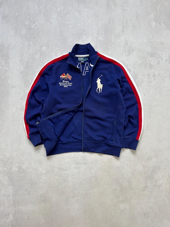 Polo by Ralph Lauren バーガンディジャケット Vintage Polo Ralph Lauren Big Pony Zip Jacket France 1934 Logo