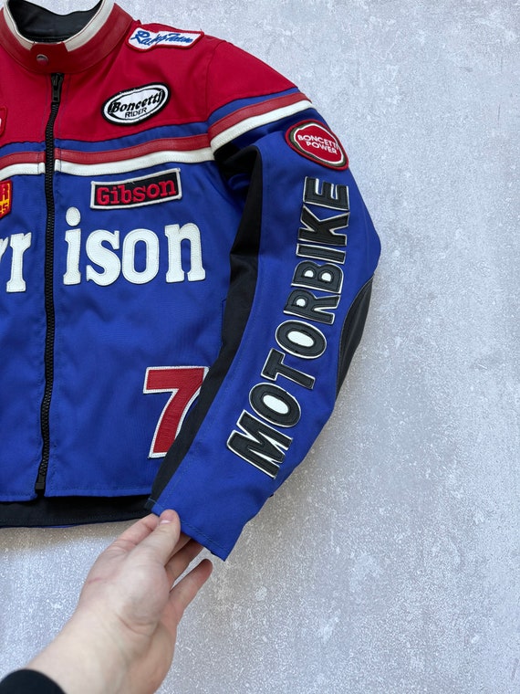 Vintage 90s Harrison Racing Nylon Leather Jacket Moto Y2K - Etsy Vintage 90s Harrison Racing Nylon Leather Jacket Moto Y2K - Etsy