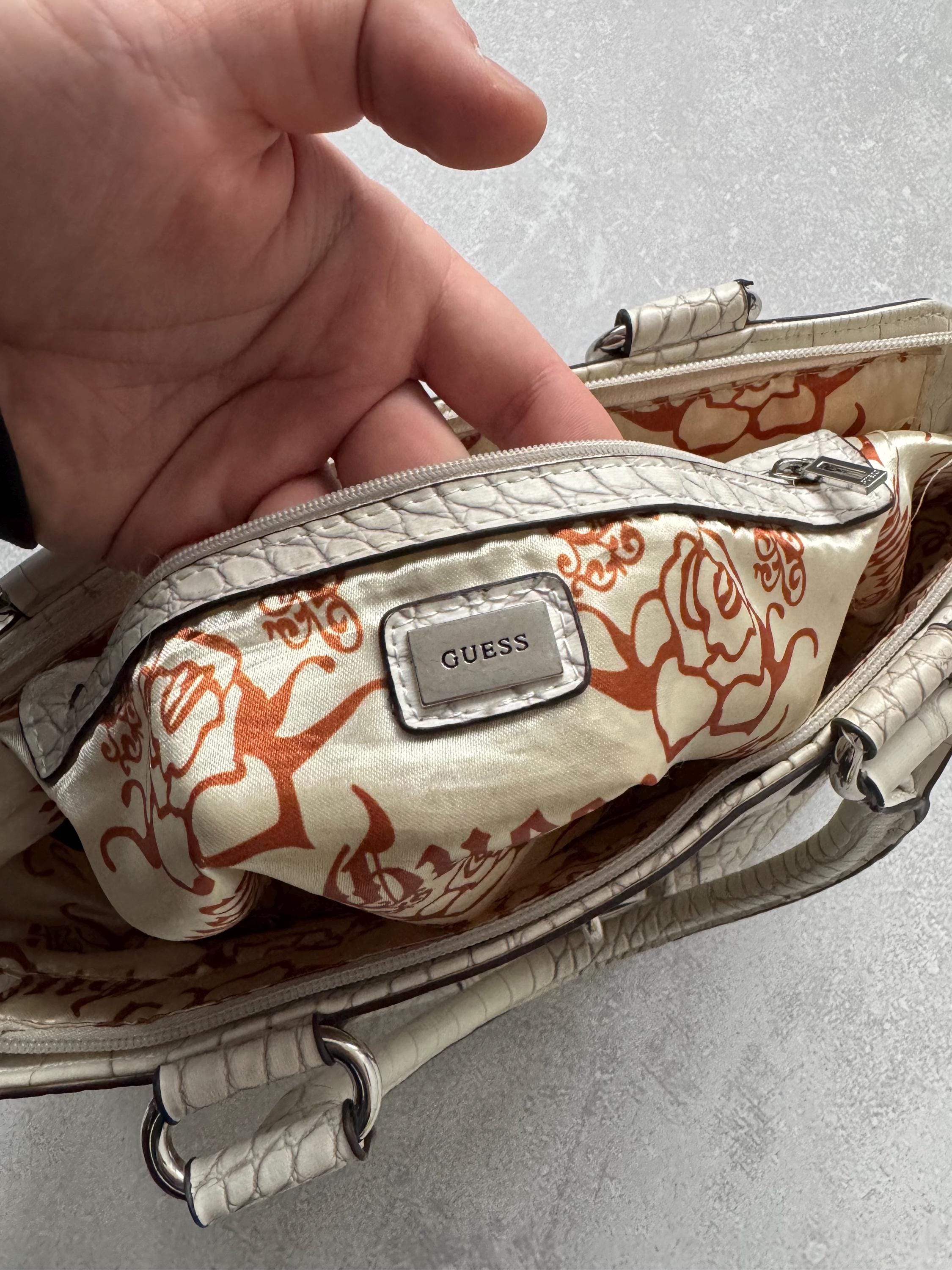 Vintage Guess 2000 Crocodile Pattern Large Shoulder Bag - Etsy