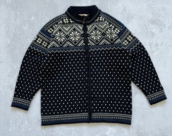 Vintage Dale de Noruega punto zip suéter escandinavo hombres tamaño M