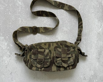 Vintage ejército militar hombro bolsillo bolso japonés 90s