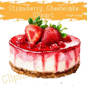 Erdbeer-Käsekuchen Clipart Dessert Essen Illustration Herbst Dessert PNG Clipart Illustration Sublimation Design digitaler Download