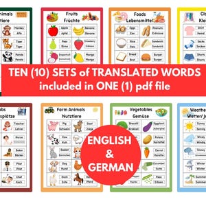 Englisch-Deutsch Wörter (Teil 2) - Übersetzungs-Printables [Andere Sets und Sprachen in meinem Angebot erhältlich]