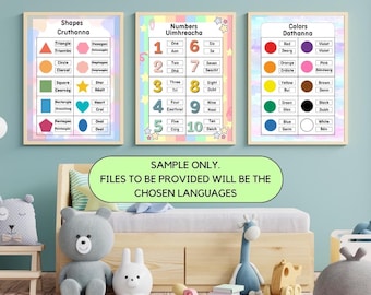 Palabras en inglés y bengalí - Imprimibles [Números, letras, colores, días, partes del cuerpo]