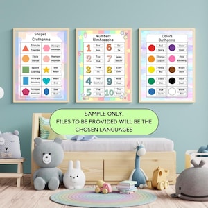 Deutsch-Türkisch Wörter - mehrere Sprachen lernen / 9 Printables für Kinder