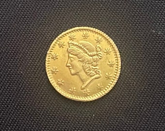 BEATIFUL  1851 Liberty Head 1 One Dollar US Gold Coin.