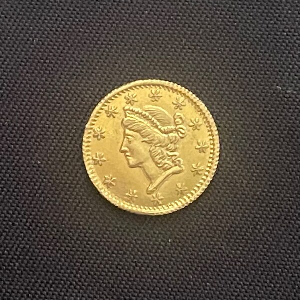 BEATIFUL  1851 Liberty Head 1 One Dollar US Gold Coin.