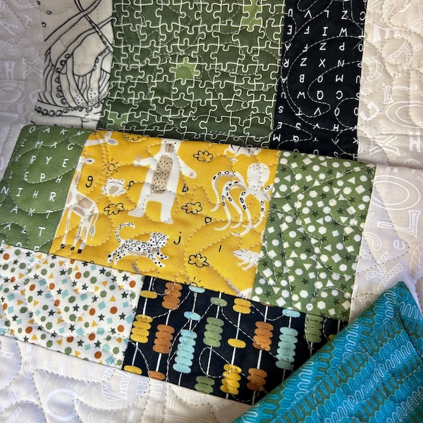 ABC Animal Baby Quilt | Alphabet Nursery Crib Blanket, Educational Learning Gift