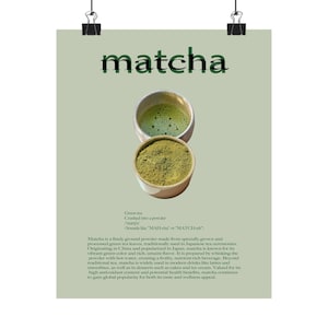 Matcha Digital Print | Printable wall art, Green Tea decor, Minimalist aesthetic, Wellness Gift, Botanical Illustrations, Cafe Kitchen Art