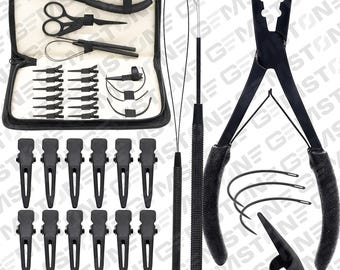 Hand Tied Hair Extension Tool Kit: Plier, Scissors, Needles & Clips