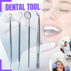 Stainless Steel Professional Dental Plaque Remover Tooth Cleaning Tool Dentist Scraper Tool Calculus 4pcs Kit