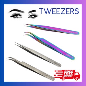 Professional Stainless Steel  Eyelash Extension Tweezers Individual Hand Crafted Straight Curved Tweezer Lash Beauty Tools Set
