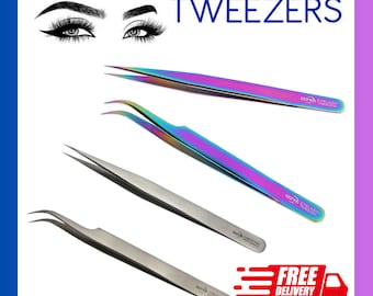 Professional Stainless Steel  Eyelash Extension Tweezers Individual Hand Crafted Straight Curved Tweezer Lash Beauty Tools Set