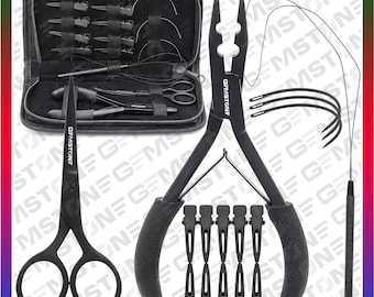Stainless Steel Hair Extension Tools Kit Includes Plier Scissors Marking Chip Loop Beading Tool Kit Plier Set Beading