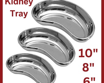 Professional Stainless Steel Kidney Tray 6" 8" 10" Surgical Dental Veterinary Instrument Holding Tray Medical Use Dishes