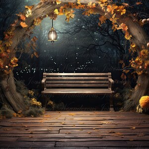 Autumn digital Background, Bench, Fall digital Backdrop, Autumn digital Backdrop, Fall digital Background, Instant download