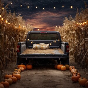 Autumn digital Background, Truck, Fall digital Backdrop, Autumn digital Backdrop, Fall digital Background, Instant download