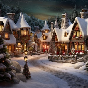 クリスマスの背景、冬の魔法、冬、雪の森、魔法、休日のデジタル背景、お祭り、クリスマス、クリスマスの魔法、村