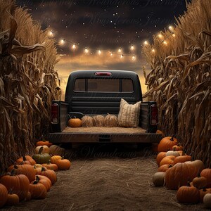 Autumn digital Background, Truck, Fall digital Backdrop, Autumn digital Backdrop, Fall digital Background, Instant download