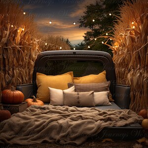 Autumn digital Background, Truck, Fall digital Backdrop, Autumn digital Backdrop, Fall digital Background, Instant download