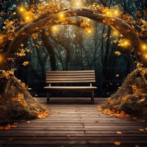 Autumn digital Background, Bench, Fall digital Backdrop, Autumn digital Backdrop, Fall digital Background, Instant download