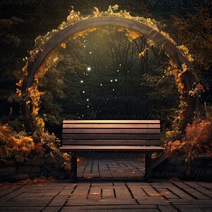 Autumn digital Background, Orange pumpkins, Bench, Fall digital Backdrop, Autumn digital Backdrop, Fall digital Background, Instant download