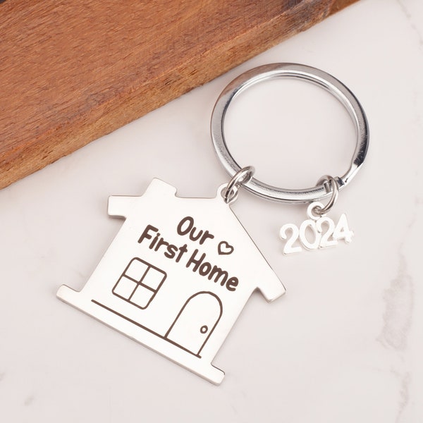 PERSONALISED First Home Keychain, First Home Keyring, Our First Home Gift, Housewarming Gift, New House Gift, Customised New Home Keyring