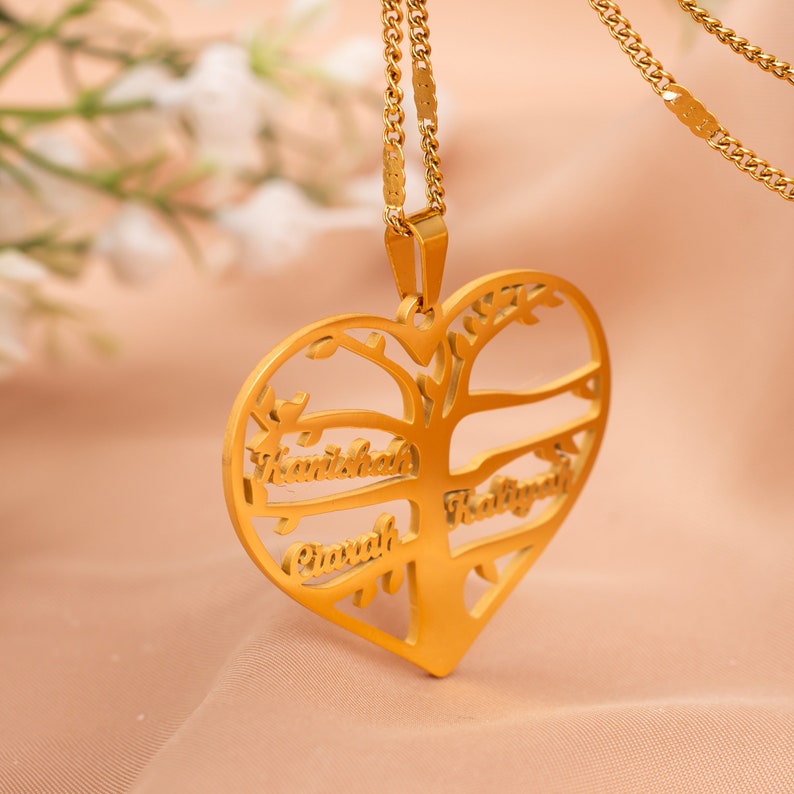 Heart Shaped Family Tree Necklace,Tree Of Life Necklace,Personalized Custom Family Name Necklace,Gift For Mom Grandma,Christmas Gifts image 9